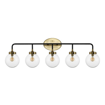 Caleb Brass Vanity Wall Sconce Clear